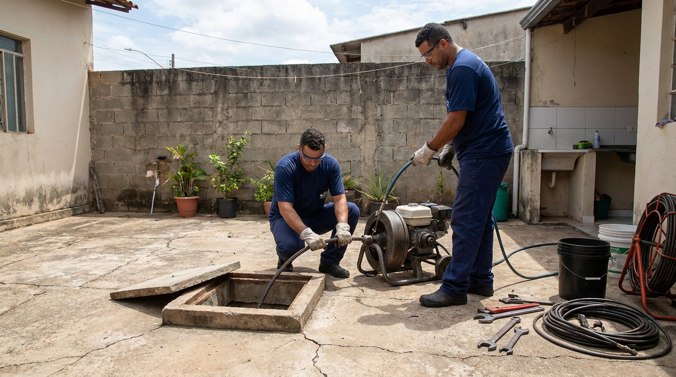 Desentupimento de esgoto residencial