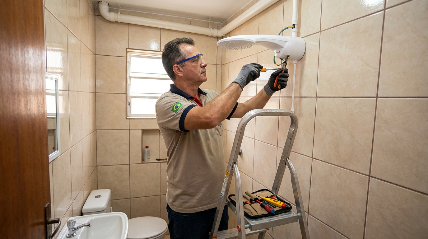 Instalação de chuveiro no banheiro