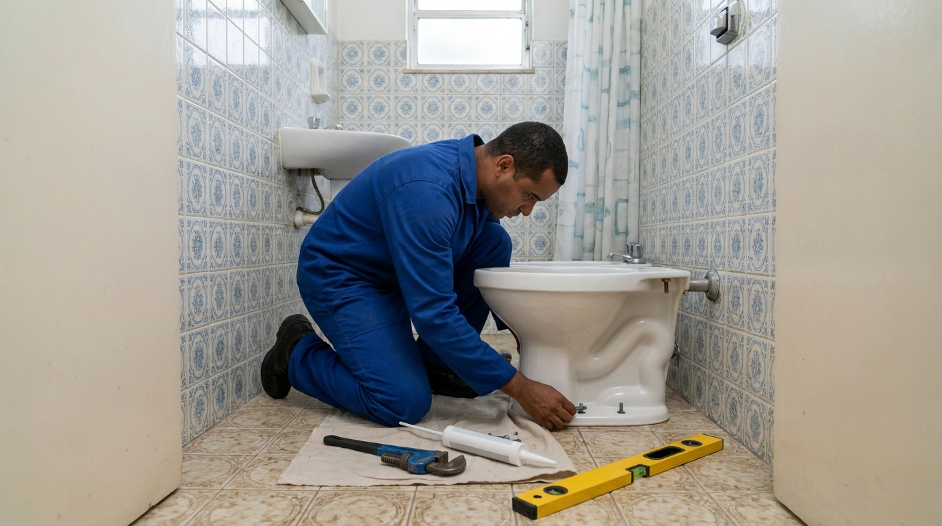 Instalação de vaso sanitário residencial no Samapi, Teresina‑PI