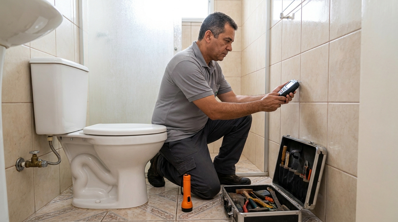 Técnico de caça vazamento com detector em Alvorada‑RS