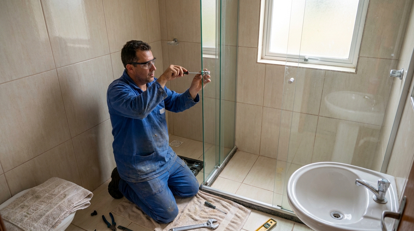 Técnico realizando manutenção de box em Recife‑PE